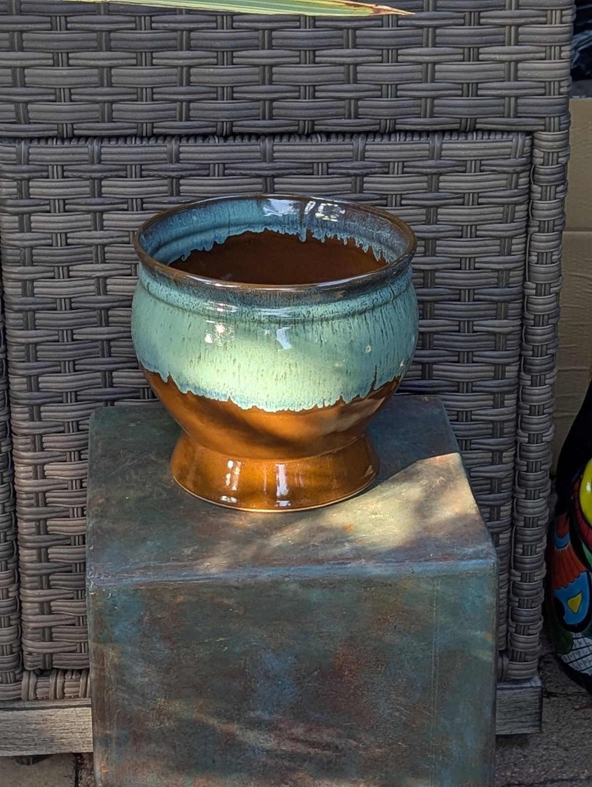 Ceramic Planter and Glazed Pot from Mexico | Green Oxide Aqua & Earth is Handcrafted Contemporary Outdoor Decor and Large Garden Plant Pot