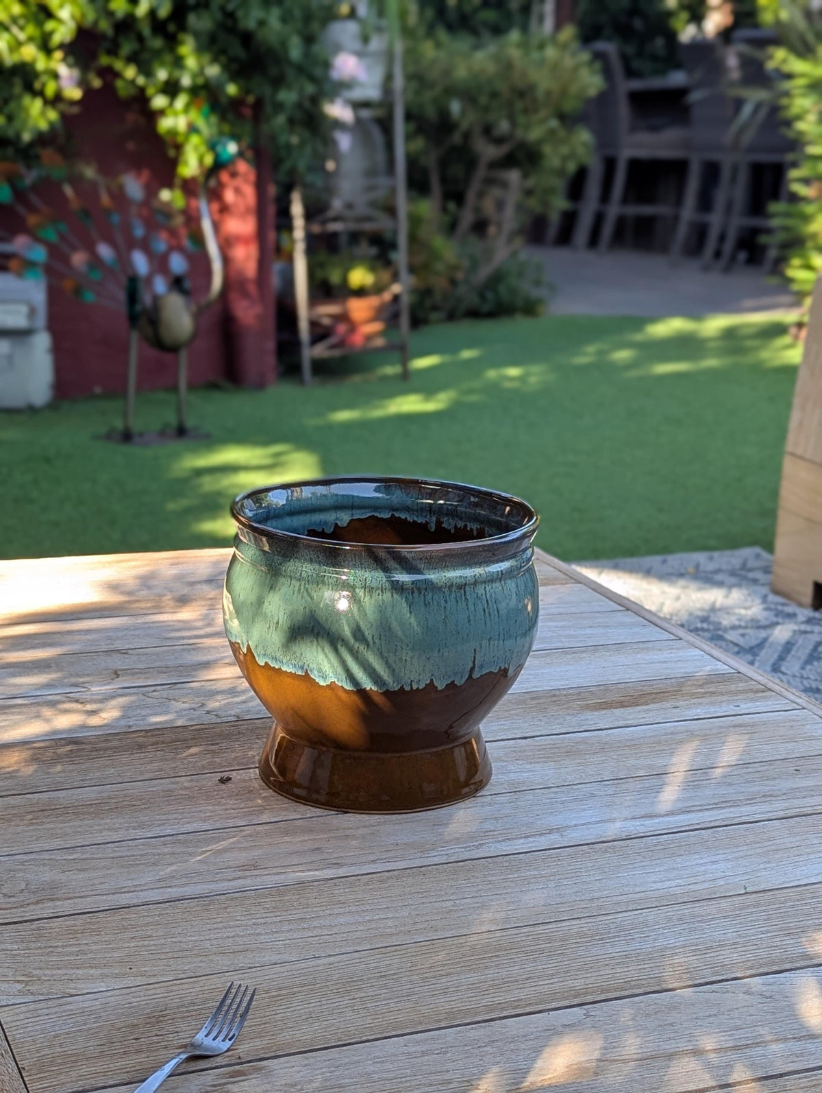 Ceramic Planter and Glazed Pot from Mexico | Green Oxide Aqua & Earth is Handcrafted Contemporary Outdoor Decor and Large Garden Plant Pot
