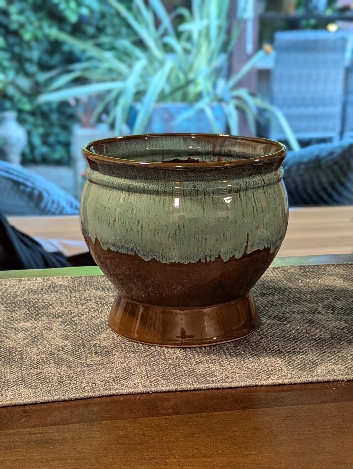 Ceramic Planter and Glazed Pot from Mexico | Green Oxide Aqua & Earth is Handcrafted Contemporary Outdoor Decor and Large Garden Plant Pot