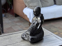 Pregnant Mom with Baby Figurine Home Decor in Barro Negro | Handmade Black Clay Mexican Pottery from San Bartolo near Oaxaca, Mexico