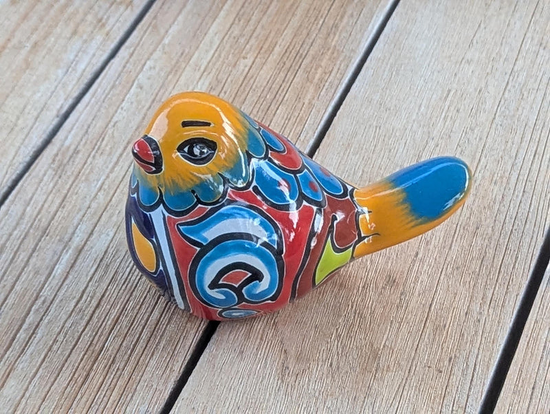 Birdie Home Decor | Ceramic Talavera Mexican Pottery is Lovely Bird Statue to use as Colorful Bird Art for Home, Porch, Yard or Garden Decor