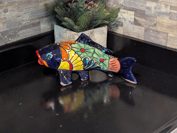 Ceramic Fish, Talavera Pottery Handmade in Mexico, Fish Home Decor, Garden or Porch Decor, Yard Art, Unique Gift for Fish Lovers