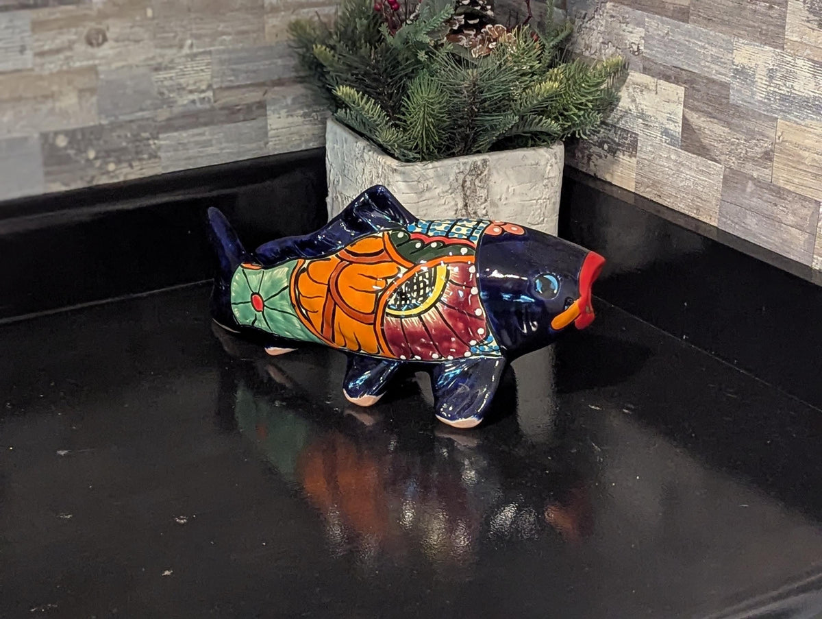 Ceramic Fish, Talavera Pottery Handmade in Mexico, Fish Home Decor, Garden or Porch Decor, Yard Art, Unique Gift for Fish Lovers