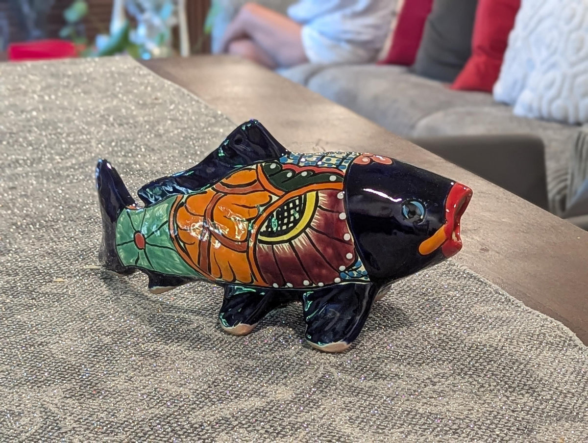 Ceramic Fish, Talavera Pottery Handmade in Mexico, Fish Home Decor, Garden or Porch Decor, Yard Art, Unique Gift for Fish Lovers