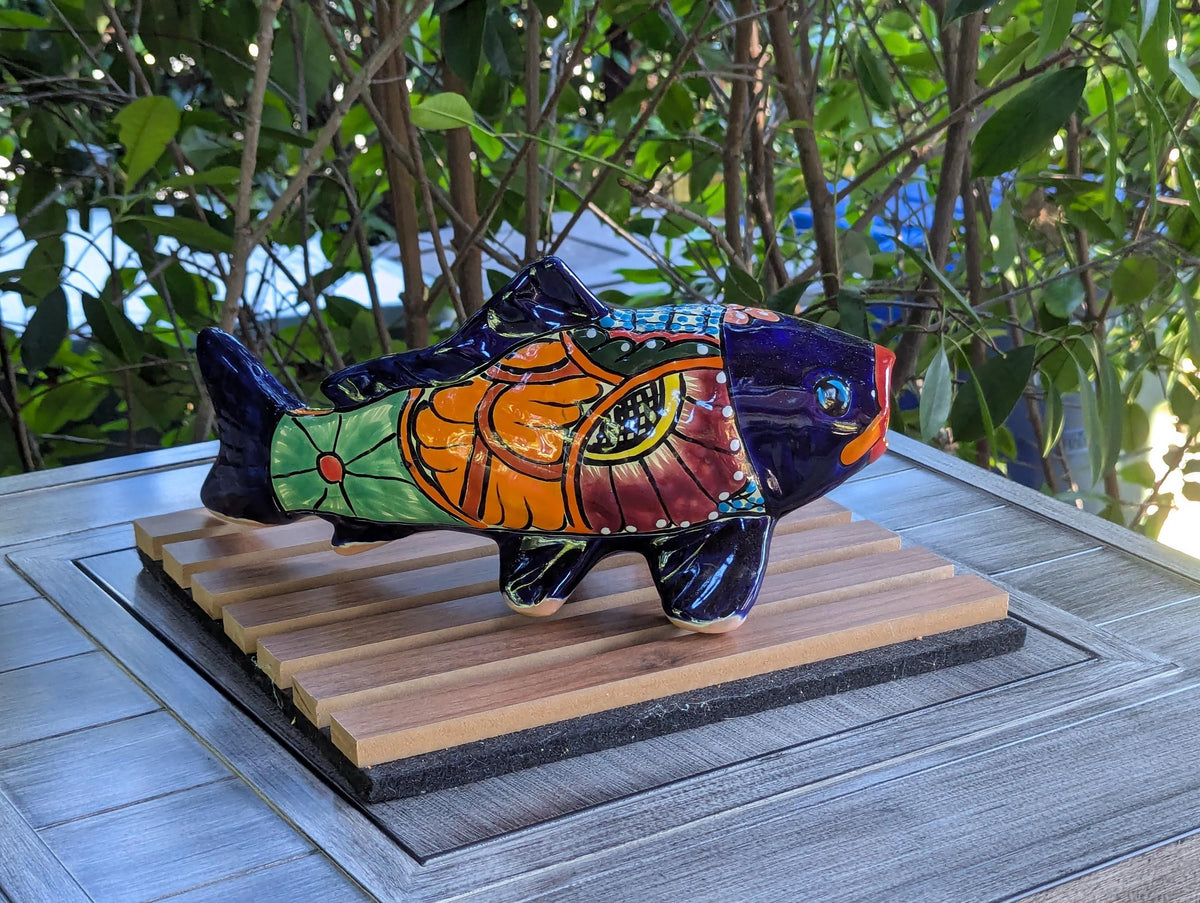 Ceramic Fish, Talavera Pottery Handmade in Mexico, Fish Home Decor, Garden or Porch Decor, Yard Art, Unique Gift for Fish Lovers