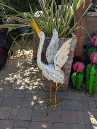 Heron Garden Statues, Handcrafted Rustic Metal Yard Art for Home, Porch or Outdoor Décorations