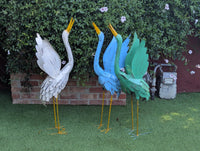 Heron Garden Statues, Handcrafted Rustic Metal Yard Art for Home, Porch or Outdoor Décorations