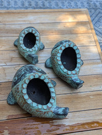 Fish Planter is Handmade Mexican Pottery | Clay Plant Pot for Outdoor Garden Decoration or Indoor Home Decor, Hand Painted Yard Art, 3 Sizes