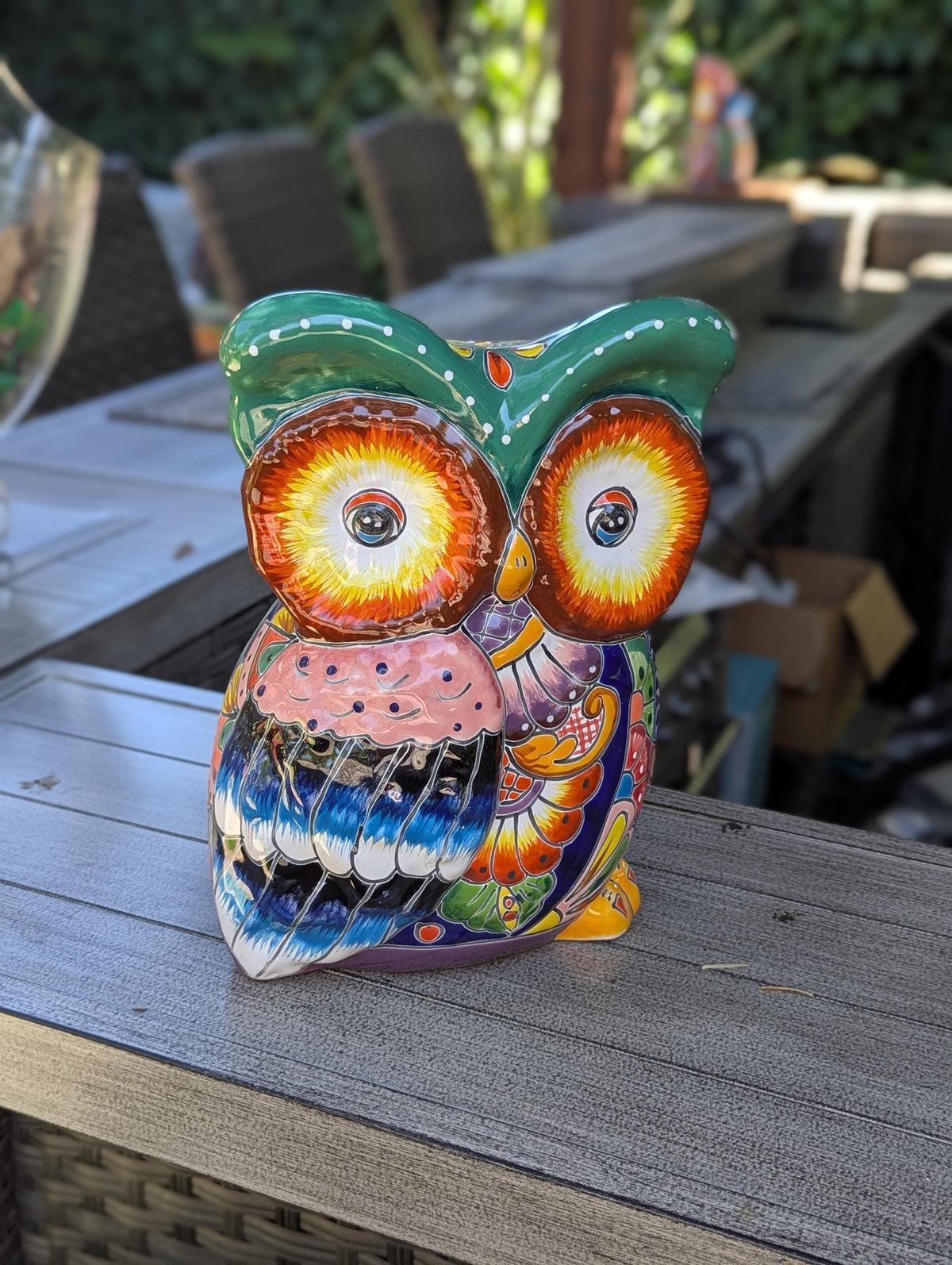 Ceramic Owl Planter, Talavera Pottery is Colorful Indoor Flower Pot or Outdoor Owl Decor, Mexican Planter & Plant Pot Home Decor Owl Gift