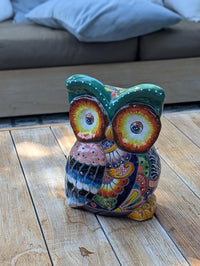 Ceramic Owl Planter, Talavera Pottery is Colorful Indoor Flower Pot or Outdoor Owl Decor, Mexican Planter & Plant Pot Home Decor Owl Gift