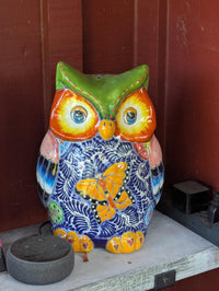 Ceramic Owl Planter is Handmade, Mexican Talavera Pottery | Use as Indoor Flower Pot or Outdoor Garden Decor, Plant Pot Home Decor, Owl Gift