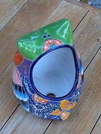 Ceramic Owl Planter is Handmade, Mexican Talavera Pottery | Use as Indoor Flower Pot or Outdoor Garden Decor, Plant Pot Home Decor, Owl Gift