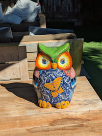 Ceramic Owl Planter is Handmade, Mexican Talavera Pottery | Use as Indoor Flower Pot or Outdoor Garden Decor, Plant Pot Home Decor, Owl Gift