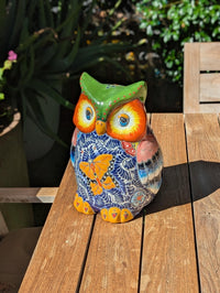 Ceramic Owl Planter is Handmade, Mexican Talavera Pottery | Use as Indoor Flower Pot or Outdoor Garden Decor, Plant Pot Home Decor, Owl Gift