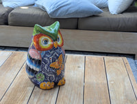 Ceramic Owl Planter is Handmade, Mexican Talavera Pottery | Use as Indoor Flower Pot or Outdoor Garden Decor, Plant Pot Home Decor, Owl Gift