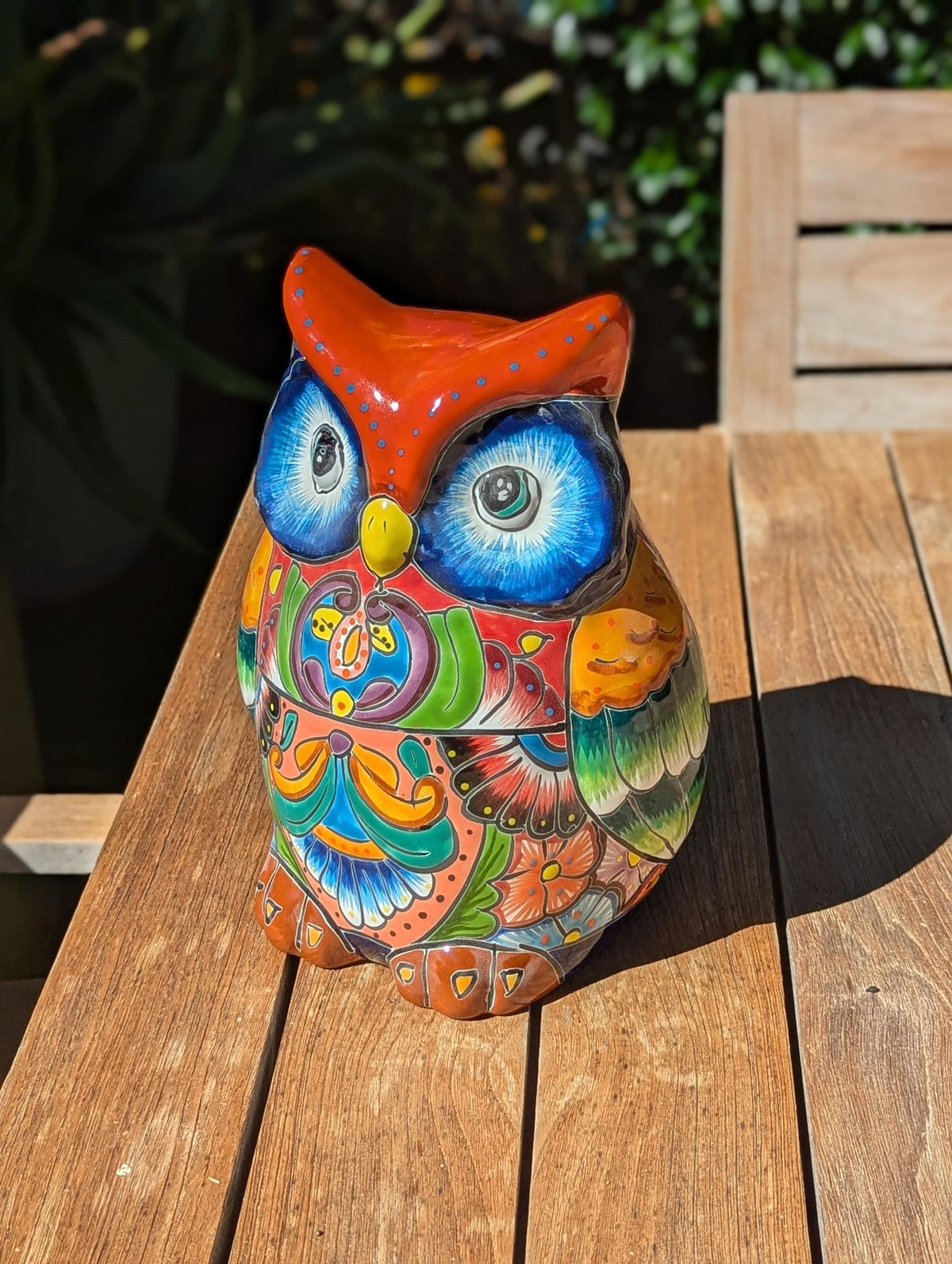 CHIP | Ceramic Owl Planter, Talavera Pottery is Indoor Flower Pot or Outdoor Owl Decor, Mexican Planter & Plant Pot Home Decor, Owl Gift