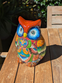 CHIP | Ceramic Owl Planter, Talavera Pottery is Indoor Flower Pot or Outdoor Owl Decor, Mexican Planter & Plant Pot Home Decor, Owl Gift