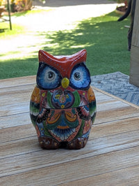 CHIP | Ceramic Owl Planter, Talavera Pottery is Indoor Flower Pot or Outdoor Owl Decor, Mexican Planter & Plant Pot Home Decor, Owl Gift