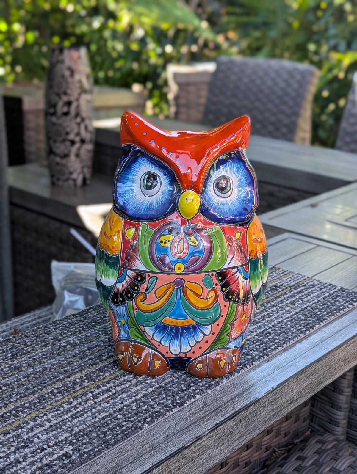 CHIP | Ceramic Owl Planter, Talavera Pottery is Indoor Flower Pot or Outdoor Owl Decor, Mexican Planter & Plant Pot Home Decor, Owl Gift