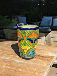 Round Ceramic Planter | Handmade in Mexico is a Tall Flower Pot for Outdoor Garden Decor, or Indoor Home Decor
