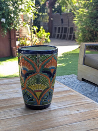 Round Ceramic Planter | Handmade in Mexico is a Tall Flower Pot for Outdoor Garden Decor, or Indoor Home Decor
