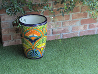 Round Ceramic Planter | Handmade in Mexico is a Tall Flower Pot for Outdoor Garden Decor, or Indoor Home Decor