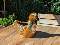 Waterfowl Flower Pot is Painted Terra Cotta Planter Handmade in Mexico | Clay Pottery Swan Works as Indoor Home Decor or Outdoor Planter Pot