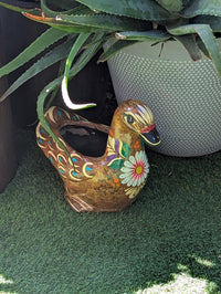 Waterfowl Flower Pot is Painted Terra Cotta Planter Handmade in Mexico | Clay Pottery Swan Works as Indoor Home Decor or Outdoor Planter Pot