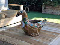 Waterfowl Flower Pot is Painted Terra Cotta Planter Handmade in Mexico | Clay Pottery Swan Works as Indoor Home Decor or Outdoor Planter Pot