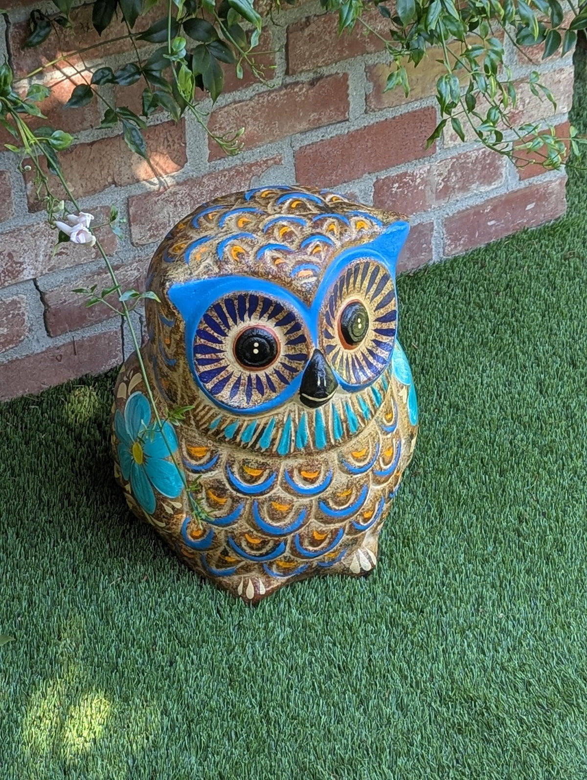 Owl Planter, Terra Cotta Pottery is Colorful Indoor Flower Pot or Outdoor Owl Decor, Mexican Planter & Plant Pot for Home Decor or Owl Gift