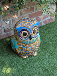 Owl Planter, Terra Cotta Pottery is Colorful Indoor Flower Pot or Outdoor Owl Decor, Mexican Planter & Plant Pot for Home Decor or Owl Gift