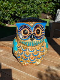 Owl Planter, Terra Cotta Pottery is Colorful Indoor Flower Pot or Outdoor Owl Decor, Mexican Planter & Plant Pot for Home Decor or Owl Gift