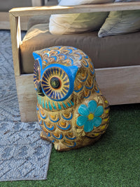 Owl Planter, Terra Cotta Pottery is Colorful Indoor Flower Pot or Outdoor Owl Decor, Mexican Planter & Plant Pot for Home Decor or Owl Gift