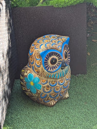 Owl Planter, Terra Cotta Pottery is Colorful Indoor Flower Pot or Outdoor Owl Decor, Mexican Planter & Plant Pot for Home Decor or Owl Gift