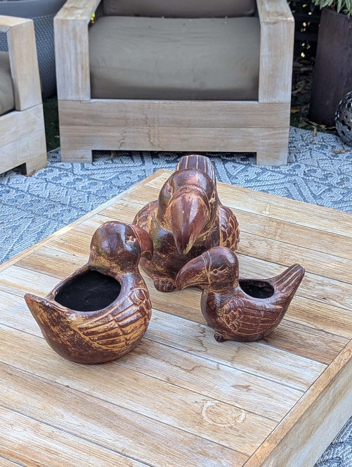 Toucan Planters | Handmade Mexican Pottery is Heavy Clay Garden Decor