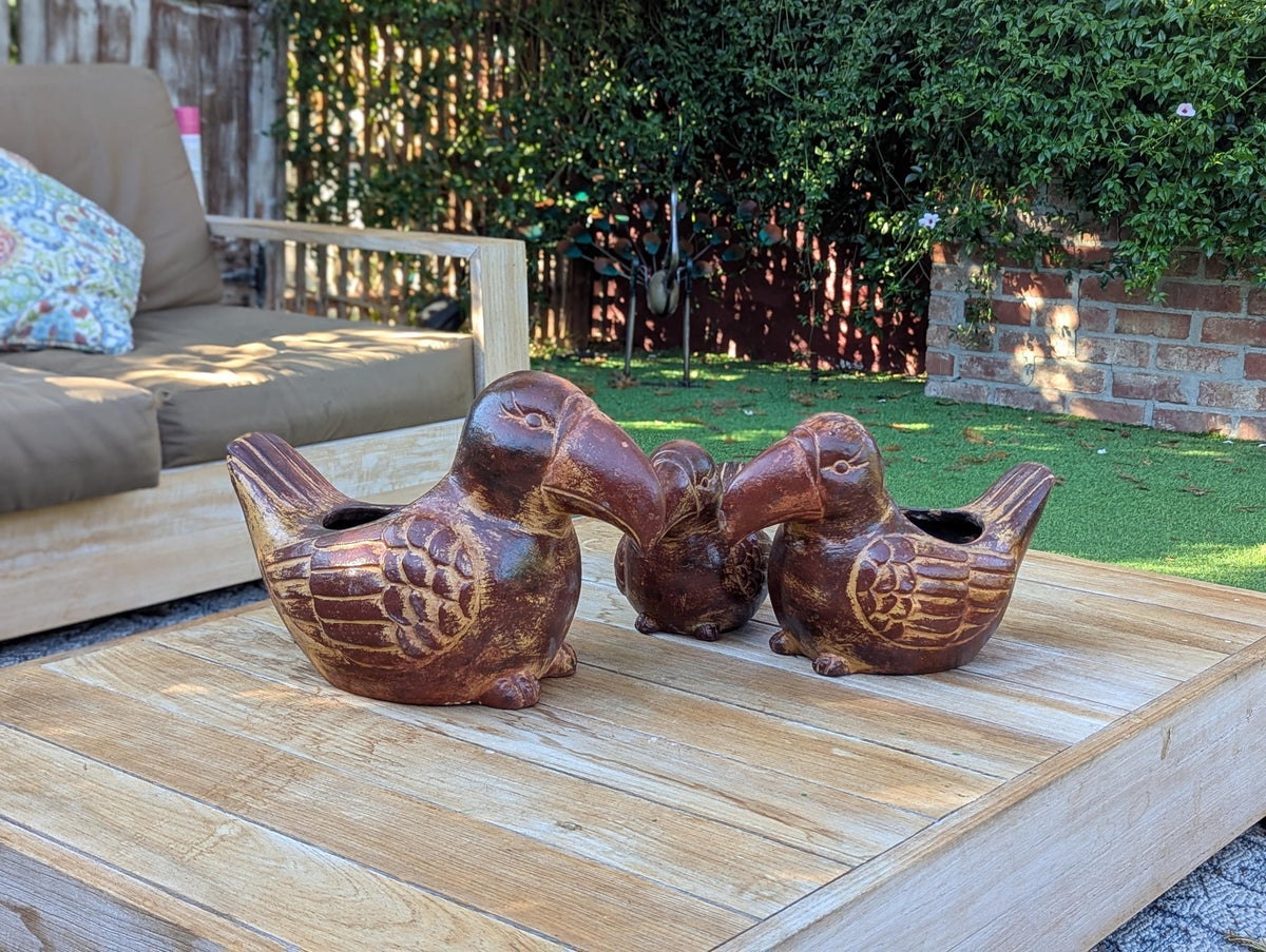Toucan Planters | Handmade Mexican Pottery is Heavy Clay Garden Decor