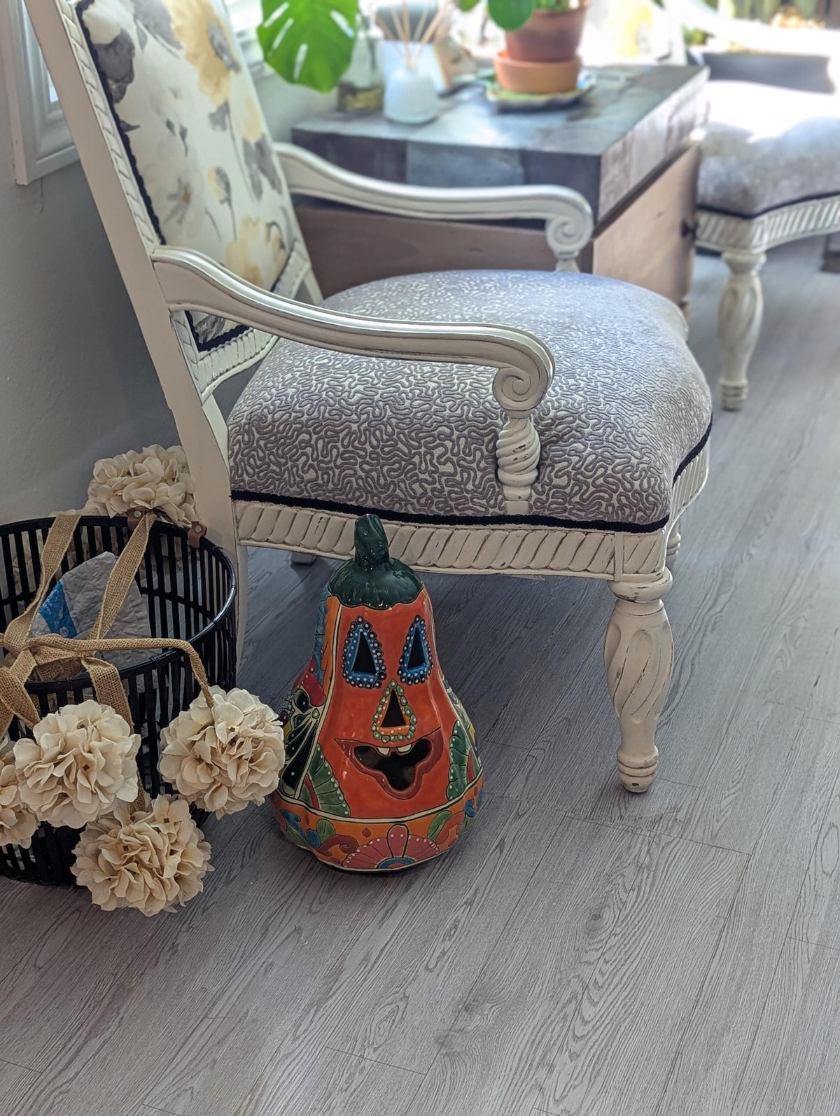 Halloween Pumpkin Decor, Talavera Pottery, Jack-o-Lantern Home Decoration, Handmade Mexican Art for Outdoor Patio Decor or Trick or Treat