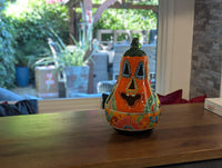 Halloween Pumpkin Decor, Talavera Pottery, Jack-o-Lantern Home Decoration, Handmade Mexican Art for Outdoor Patio Decor or Trick or Treat
