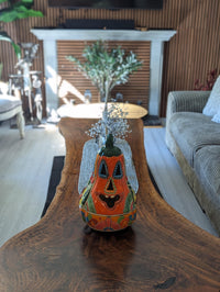 Halloween Pumpkin Decor, Talavera Pottery, Jack-o-Lantern Home Decoration, Handmade Mexican Art for Outdoor Patio Decor or Trick or Treat