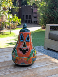 Halloween Pumpkin Decor, Talavera Pottery, Jack-o-Lantern Home Decoration, Handmade Mexican Art for Outdoor Patio Decor or Trick or Treat