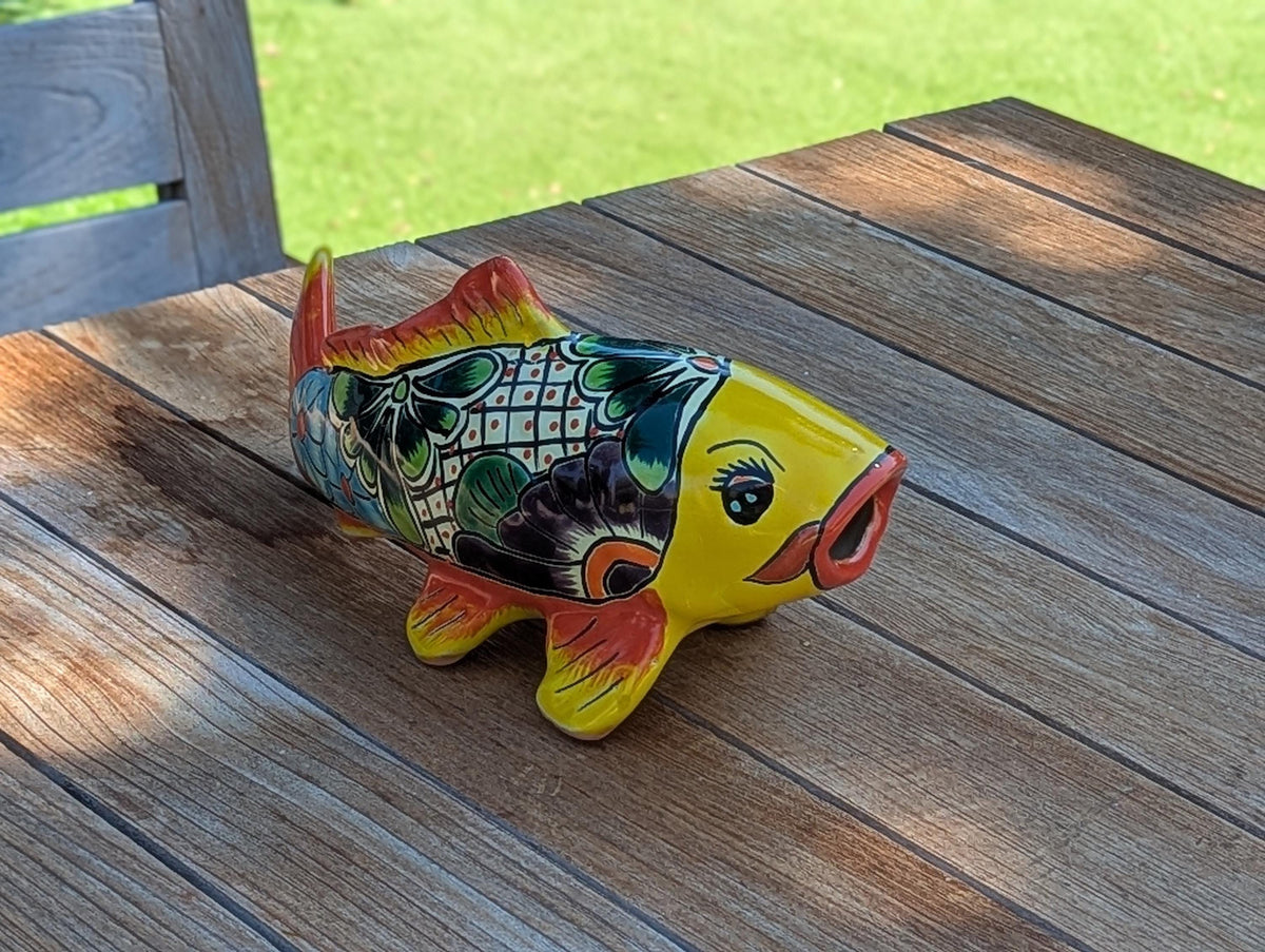 Ceramic Fish Talavera Pottery Handmade in Mexico, Fish Home Decor & Garden or Porch Decor, Yard Art and Unique Gift for Fish Lovers