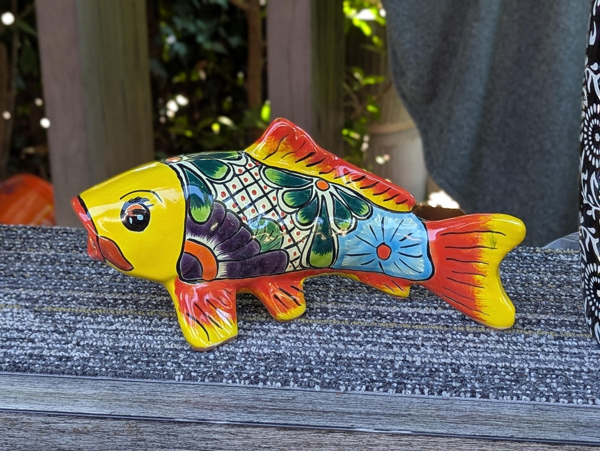 Ceramic Fish Talavera Pottery Handmade in Mexico, Fish Home Decor & Garden or Porch Decor, Yard Art and Unique Gift for Fish Lovers