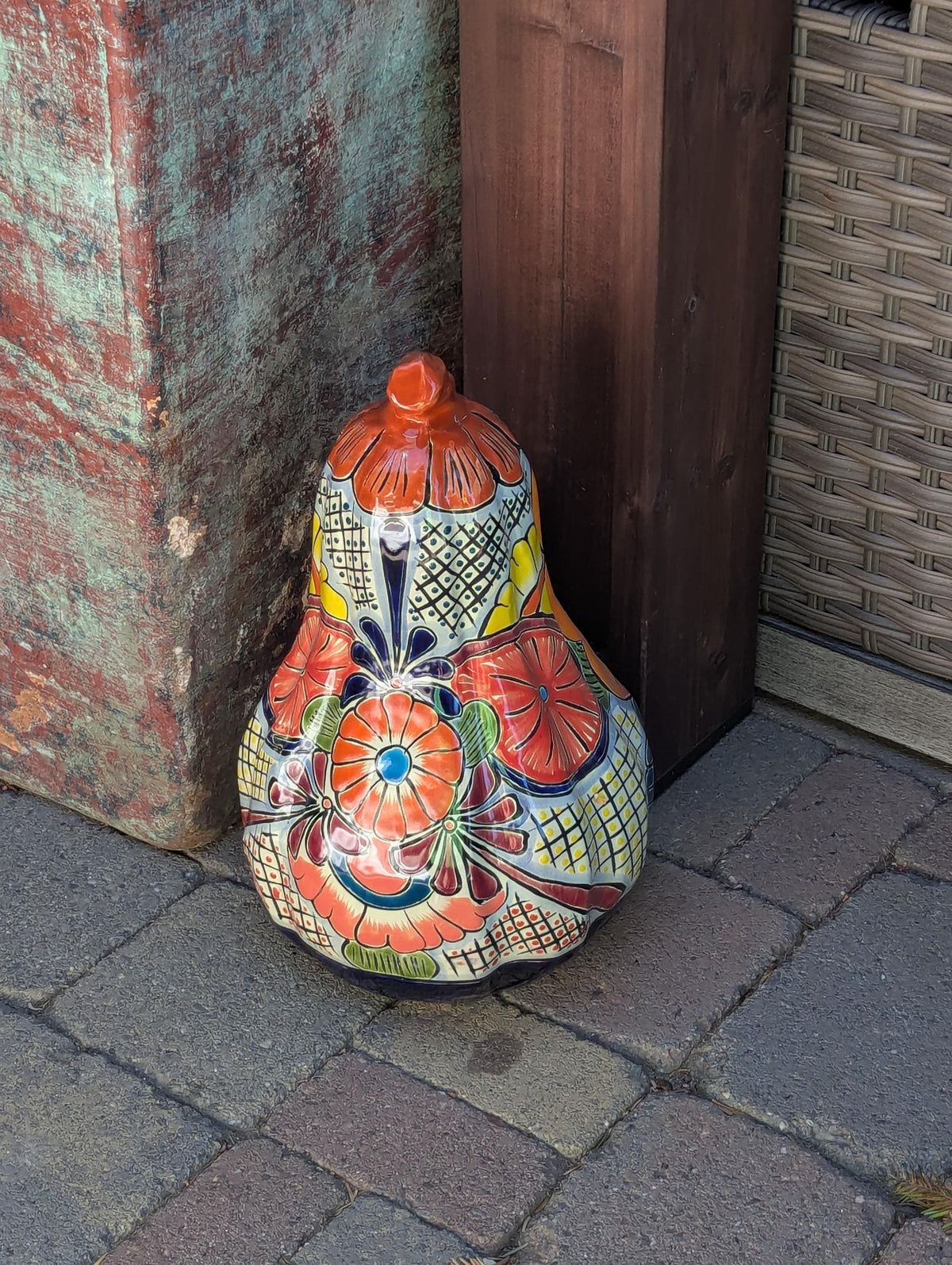 Halloween Pumpkin Decor is Talavera Pottery | Jack-o-Lantern Home Decoration is Handmade Mexican Art for Outdoor Patio Decor, Trick or Treat