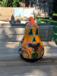 Halloween Pumpkin Decor is Talavera Pottery | Jack-o-Lantern Home Decoration is Handmade Mexican Art for Outdoor Patio Decor, Trick or Treat
