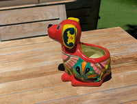 Talavera Dog Flower Pot for Outdoor Decor or Garden Decorations, Planter Pot is Handmade Mexican Pottery, great as Cute Dog Lover Gifts