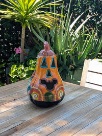 Halloween Pumpkin Decor is Talavera Pottery | Jack-o-Lantern Home Decoration is Handmade Mexican Art for Outdoor Patio Decor, Trick or Treat