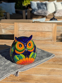 Sunflower Owl Mexican Flower Pot | Ceramic Talavera Pottery Works Indoor or Outdoor as Home Decor or Garden Decor