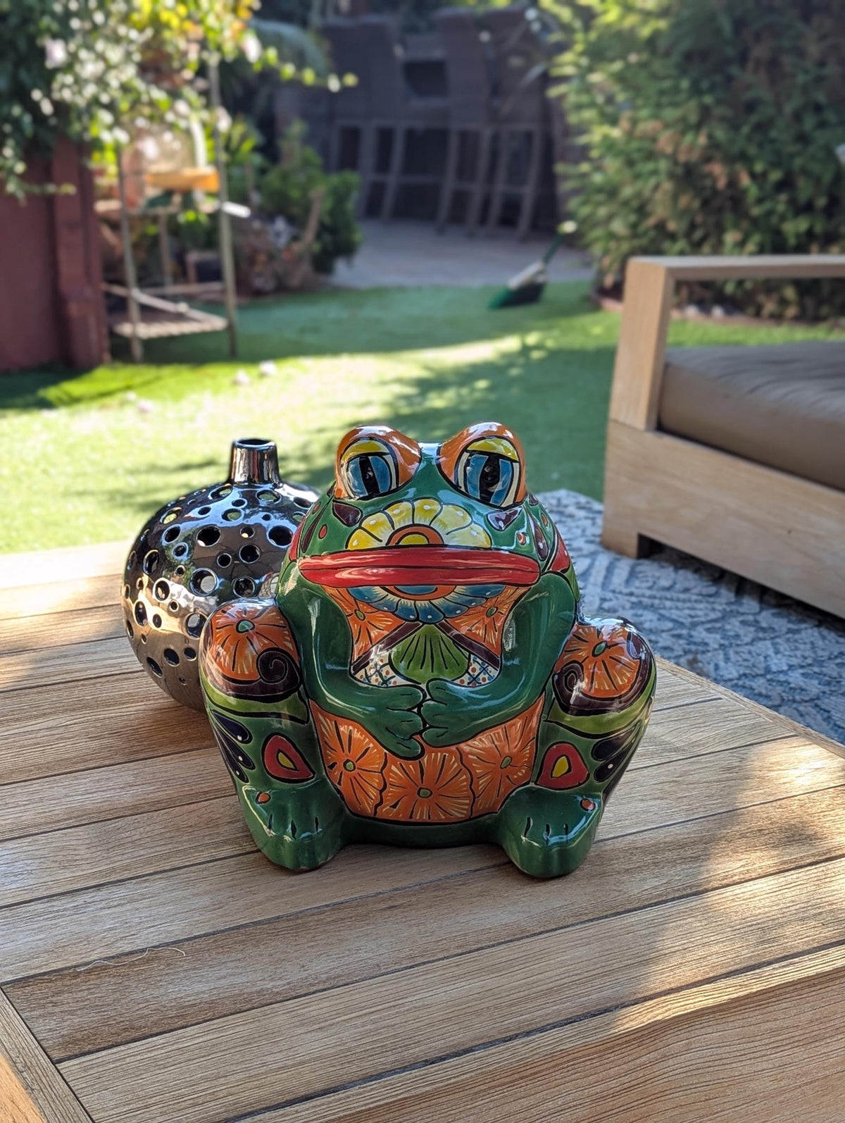 Talavera Frog Flower Pot | Ceramic Pottery for an Indoor or Outdoor Planter Pot is Handmade Mexican Home Decor and Garden Decor and Yard Art