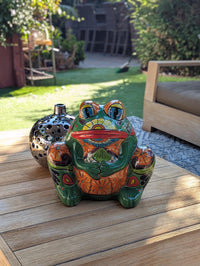 Talavera Frog Flower Pot | Ceramic Pottery for an Indoor or Outdoor Planter Pot is Handmade Mexican Home Decor and Garden Decor and Yard Art