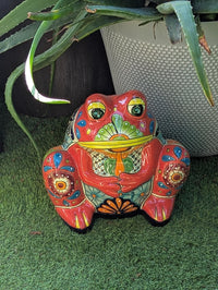 Talavera Frog Flower Pot | Ceramic Pottery for Indoor or Outdoor Planter Pot, Handmade Mexican Home Decor or Garden Decor & Yard Art